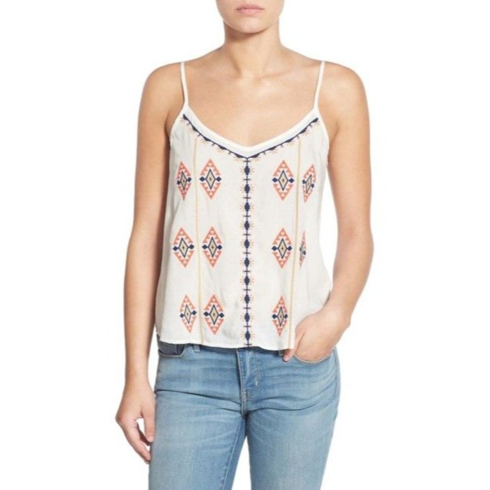 Hinge Small Cami Top Boho Ivory Embroidered Camiso